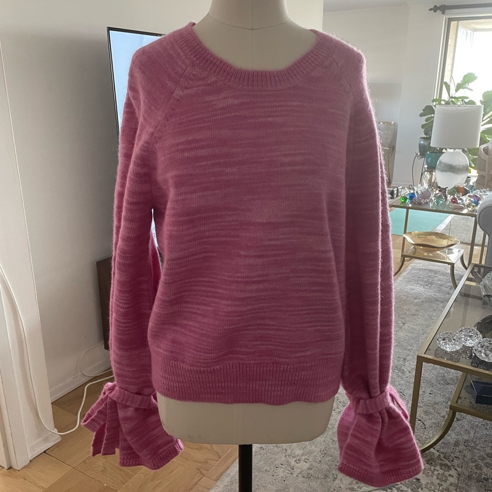 J. Crew Collection Marled Pink Tie Sleeve Sweater Alpaca Wool